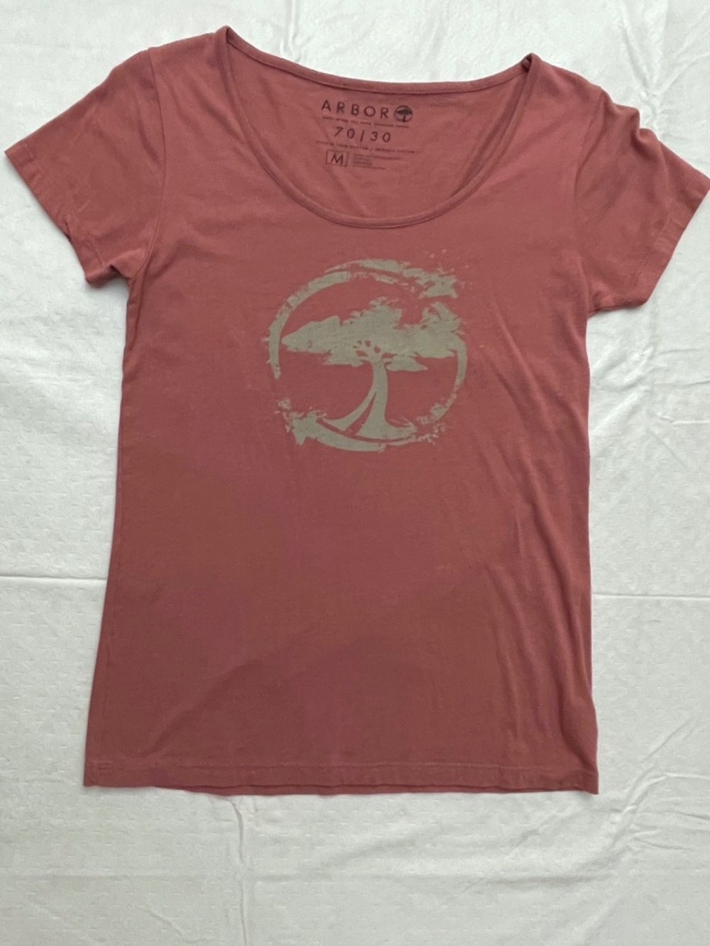 Womens Arbor Low Scoop Neck T-Shirt, Size Medium, Tree Logo Bamboo/Cotton